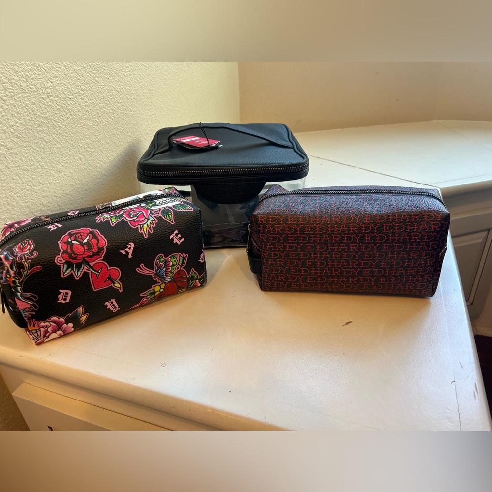 Ed Hardy Cosmetic Makeup Bag Trio Set